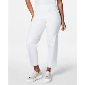 NWOT Spanx 1X Stretch Twill Cropped Pant Wide Leg Bright White Pull-On Casual